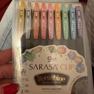 Sara Clip Metallic Gel Pens - Vibrant Set of 9